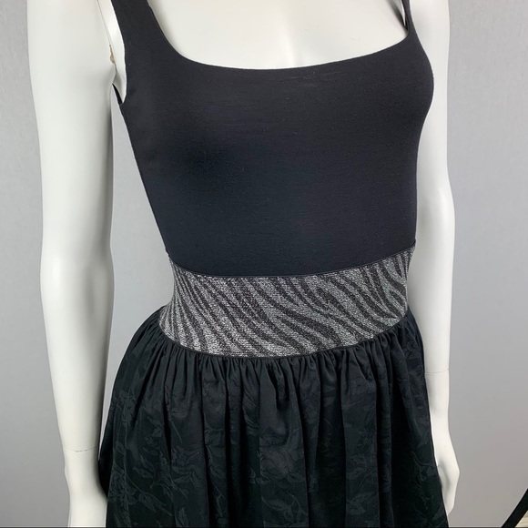 NEW Zebra Jacquard Roses Metallic Belt Mini Dress - Picture 8 of 16